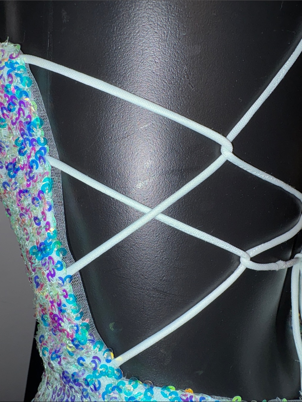 Custom Prom Dress Sparkling Iridescent Sequin Mermaid Dress Aqua Tiffany Blue XS - Picture 7 of 16